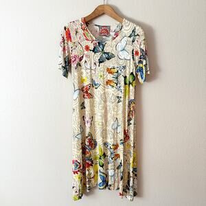Johnny Was Mitchi Multicolor Butterfly‎ Bamboo Dress women's size medium